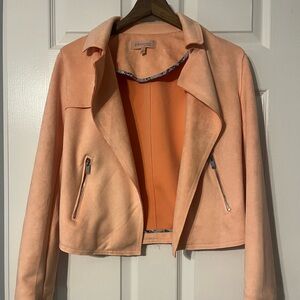 Philisophy Light Pink/Coral Suede Moto Jacket
